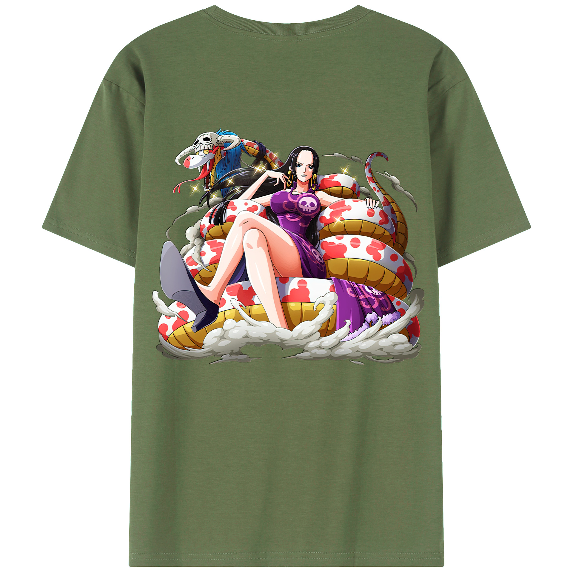ワンピース ボア・ハンコック ONE PIECE Boa·Hancock 綿100％ メンズ半袖Tシャツ（バックプリント） 通気性